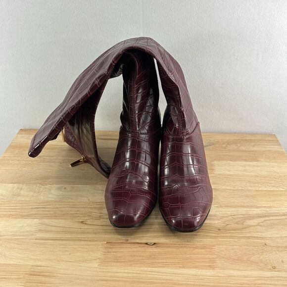Franco Sarto Tribute Tall Boot- Burgundy Croc- Size 6 M- NIB - Picture 3 of 6